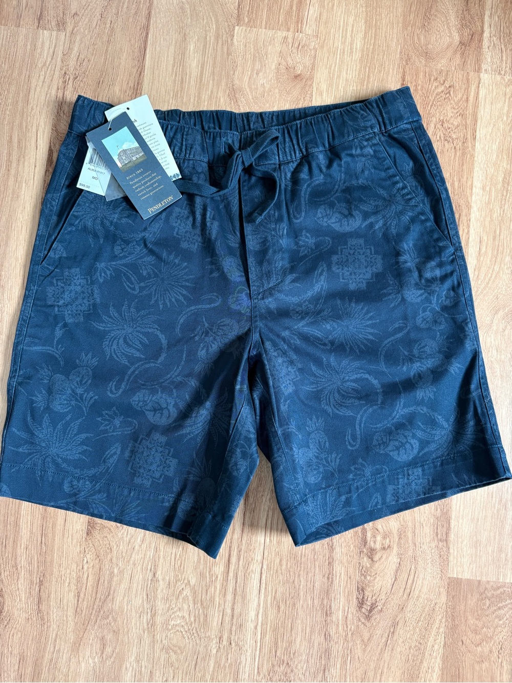 Pendleton Navy Floral Jacquard Drawstring Shorts